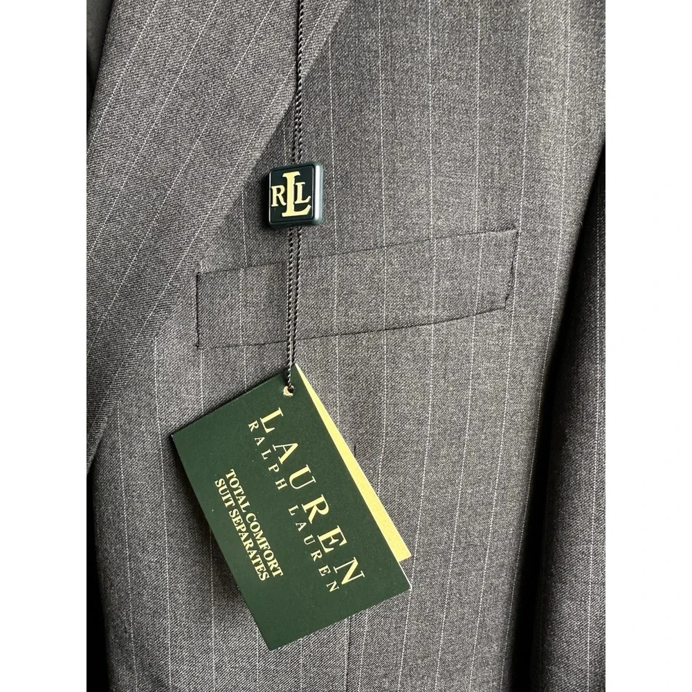 Ralph Lauren Men Total Comfort Suit Separates Jacket Gray Stripe Wool 42Reg $325